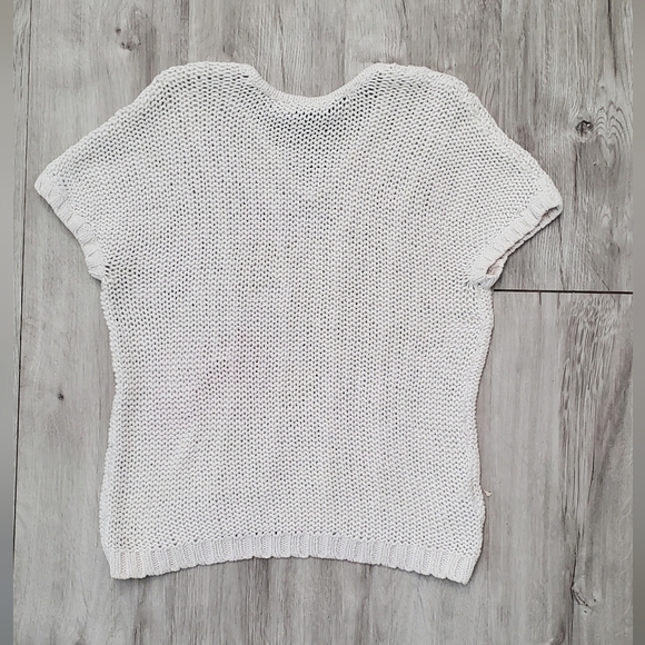 Tommy Bahama Women's White Cotton Short Sleeve Cable Knit Sweater Top Size Small - Picture 8 of 9